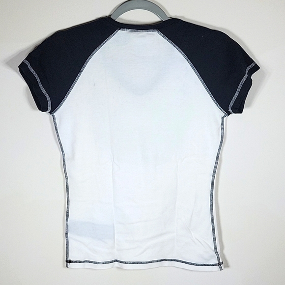 Harley Davidson T Shirt V Neck Raglan Tee Live to Ride Black/White M Flawed - Picture 4 of 6